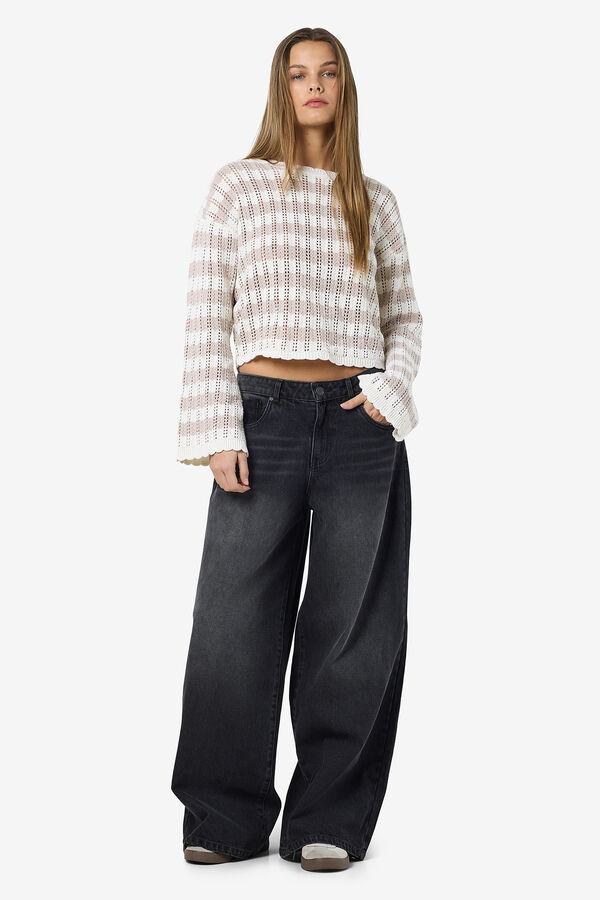 Noisy May Jersey de punto fino de manga larga gris