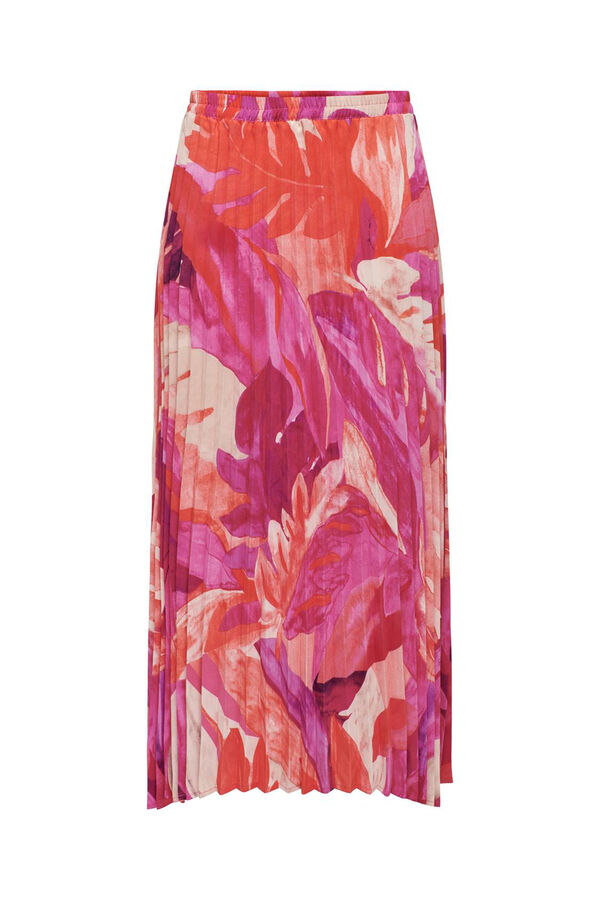 Only Saia comprida plissada rosa