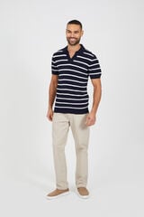 Brave Soul Polo de malha &agrave;s riscas azul