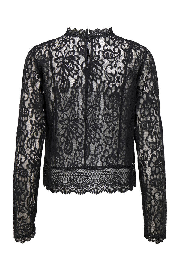 Only Blusa de renda de manga comprida preto