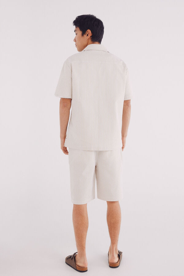 Springfield Bermuda seersucker relaxed fit beige