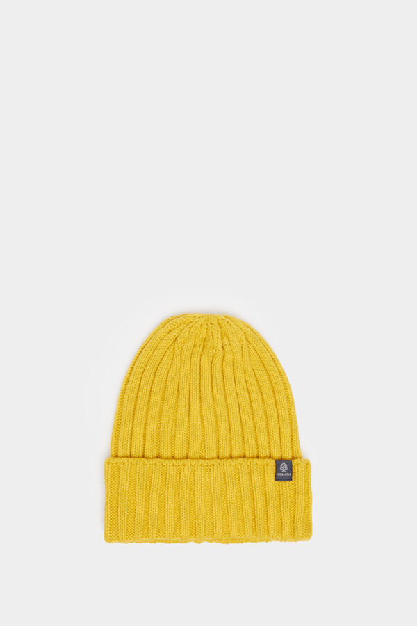 Springfield Gorro beanie básico canalé dorado