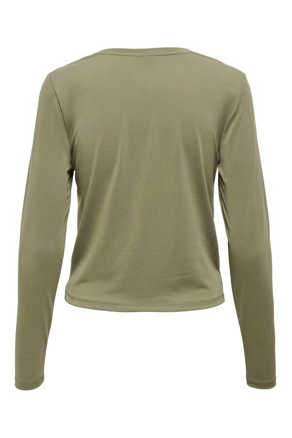 Only Top drapeada de manga comprida bege