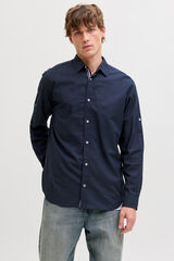 Jack & Jones Camisa manga comprida em algod&atilde;o azul