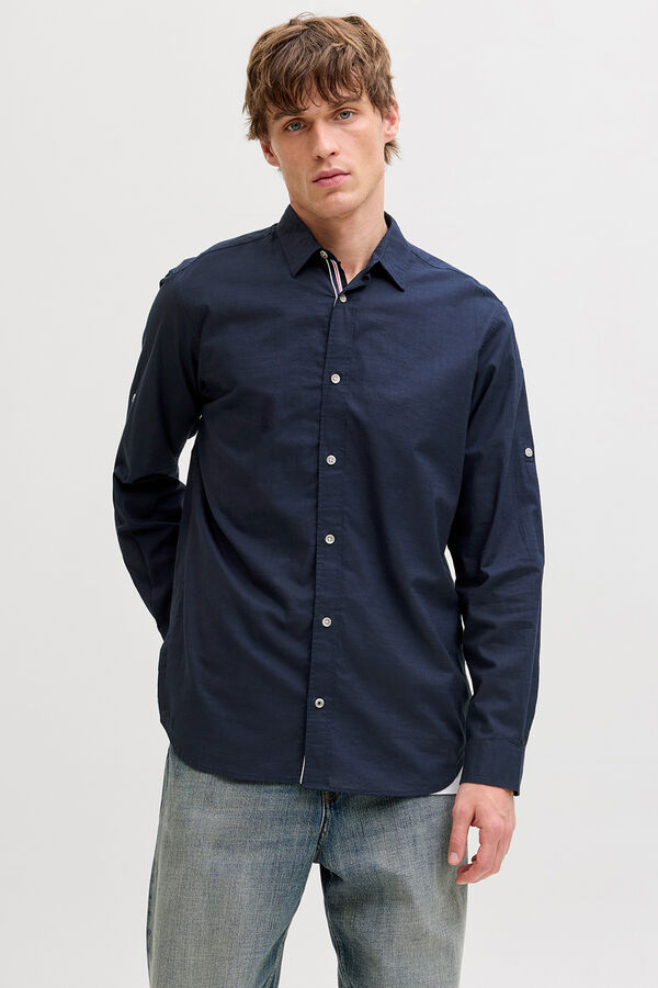 Jack & Jones Camisa manga comprida em algod&atilde;o azul