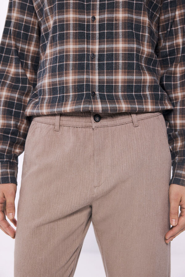 Springfield Pantalón comfort slim fit nude