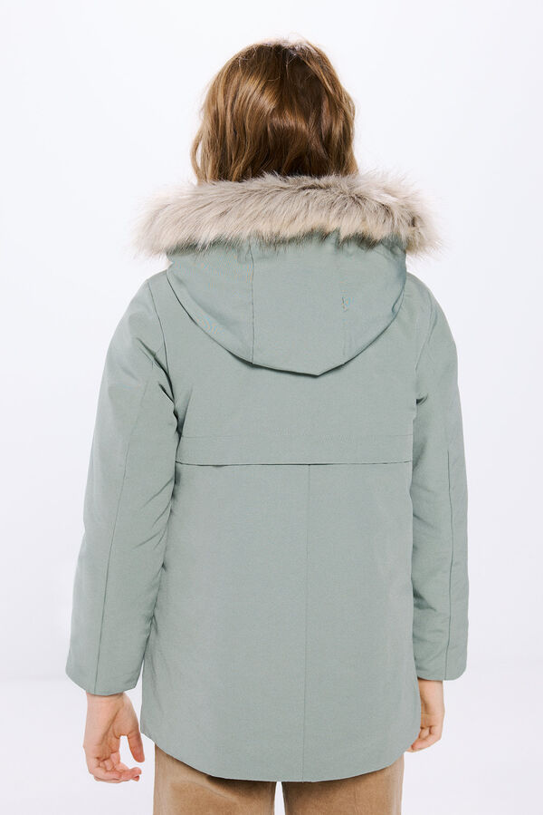 Springfield Kids Parka de pele com capuz de menina verde