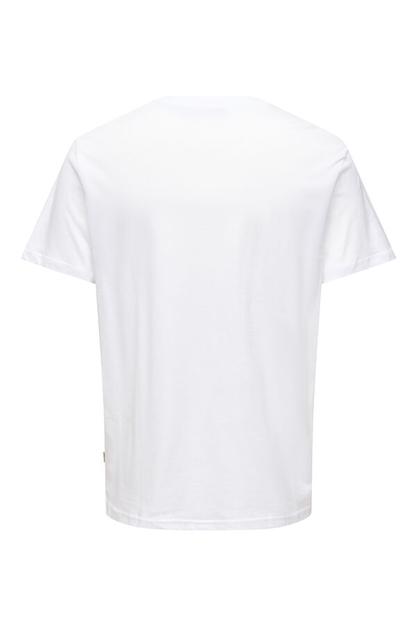 Only & Sons Herren-T-Shirt mit regular fit Passform. 100 % Bio-Baumwolle. branco