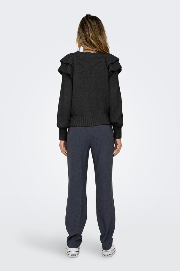 Only Jersey de punto volantes negro