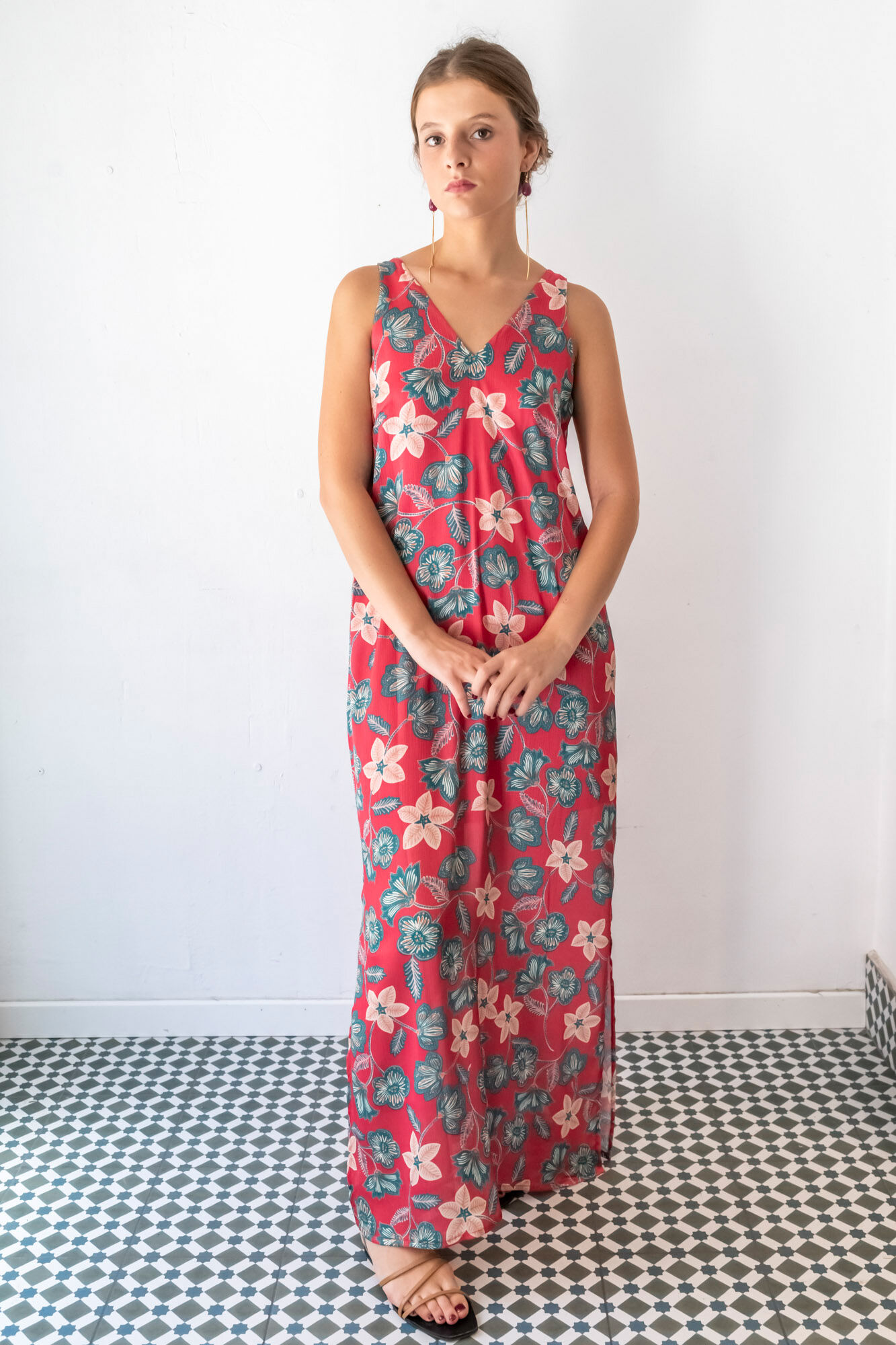 Cul Sac Vestido comprido gola em bico