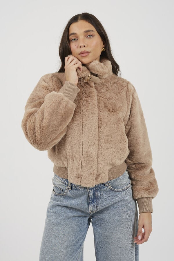 Brave Soul Chaqueta de pelo beige