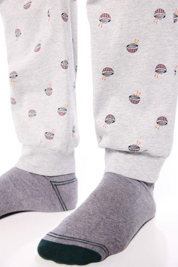 Springfield Pijama largo camiseta waffle oso panda azul