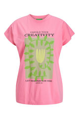 Jack & Jones Camiseta estampada com manga japonesa rosa