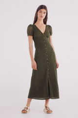 Springfield Vestido midi botones corchet verde