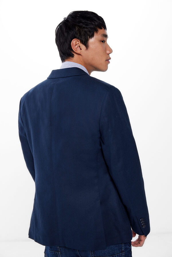 Springfield Blazer lino- algod&oacute;n azul