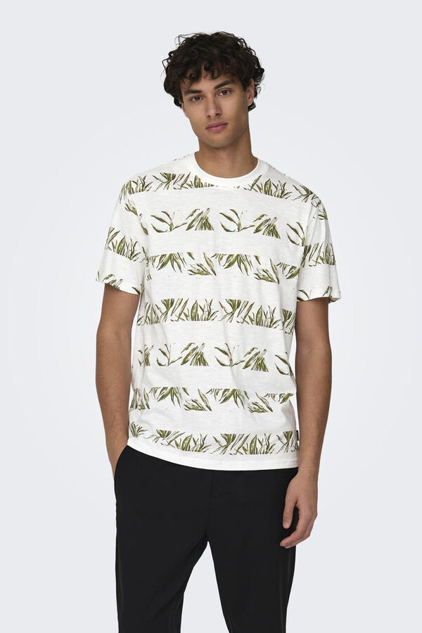 Only & Sons T-shirt estampagem palmeiras branco
