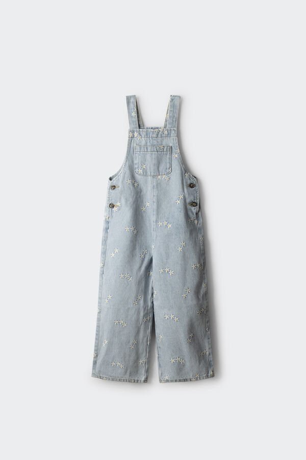Springfield Kids Macac&atilde;o denim estampado de menina azul
