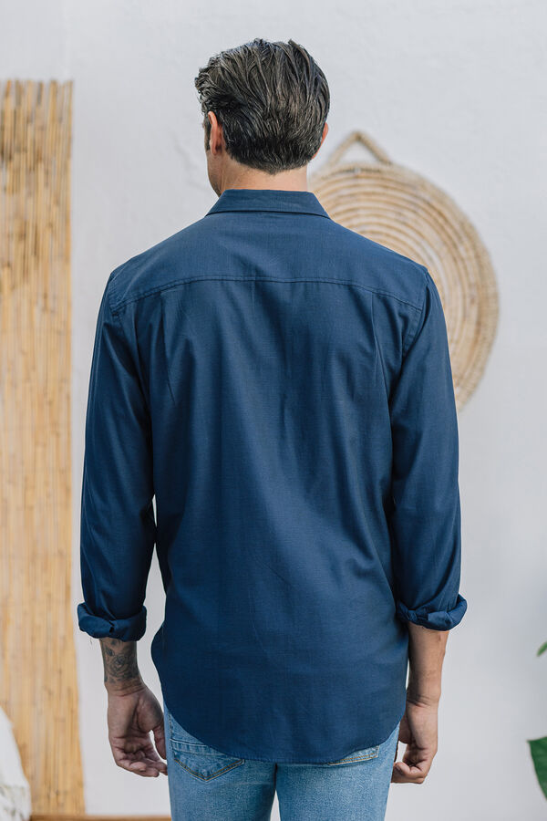 Celopman Camisa Vestir Simil Liso azul