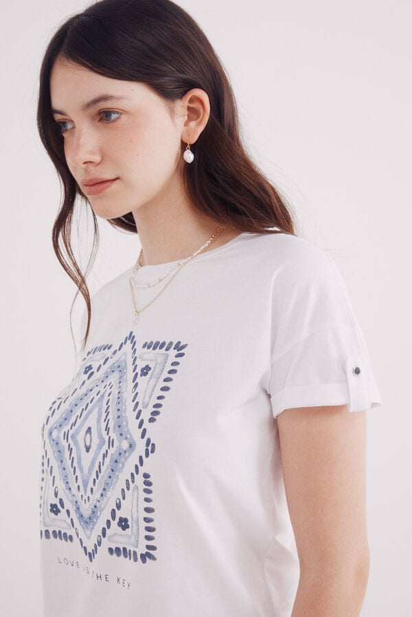 Springfield Camiseta gr&aacute;fica com manga bege