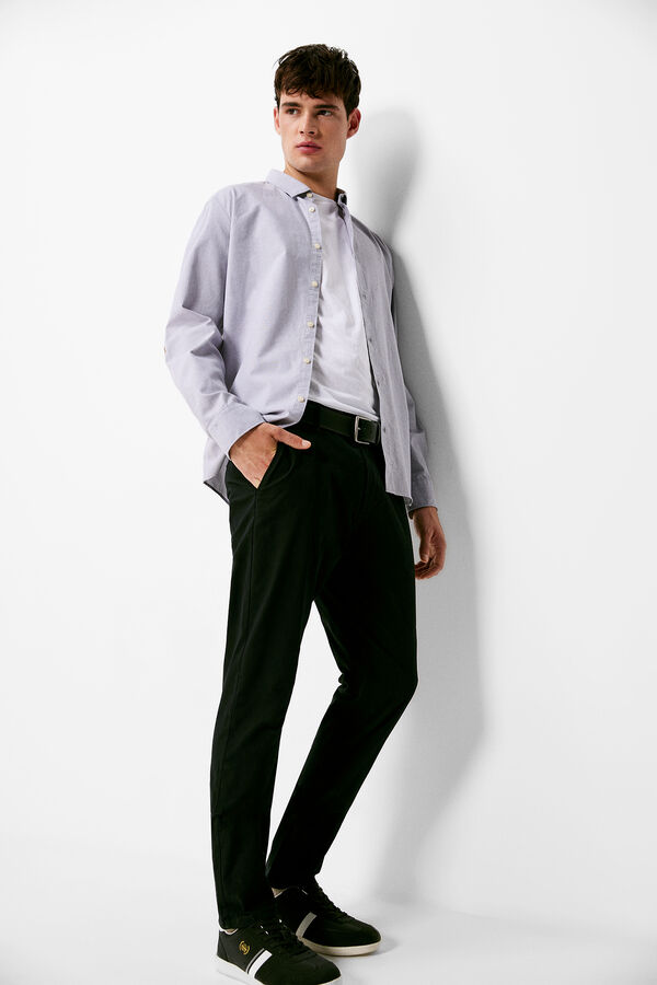 Springfield Camisa pinpoint cotoveleiras cinzento