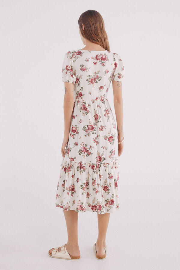 Springfield Vestido midi camisero lino estampado