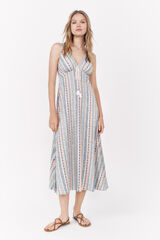 La Vecina Rubia Vestido midi "LAURA" - La Vecina Rubia marfil