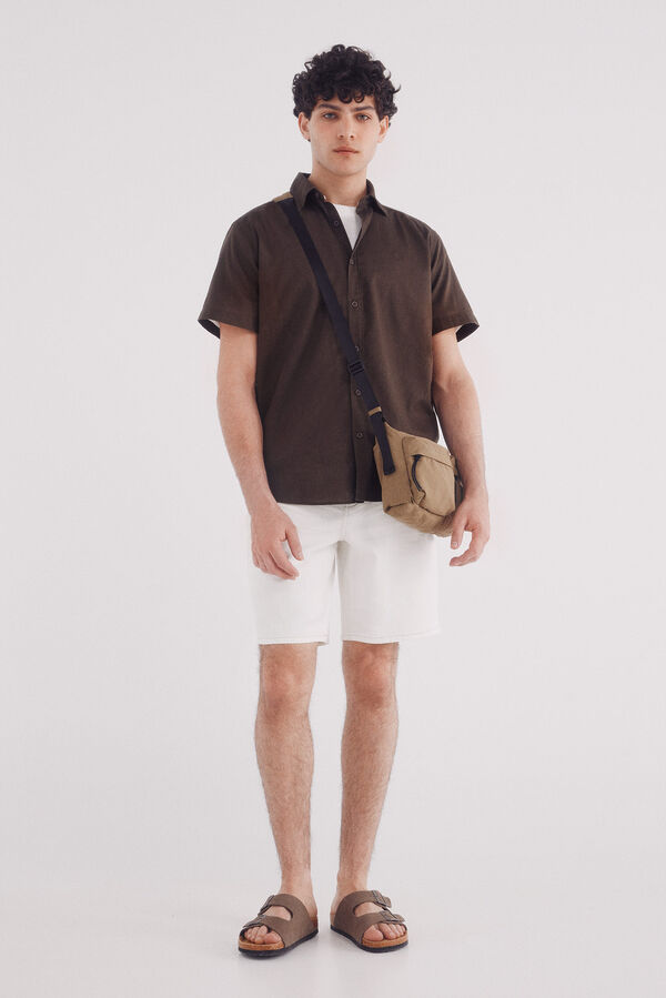 Springfield Camisa de manga curta em linho cru