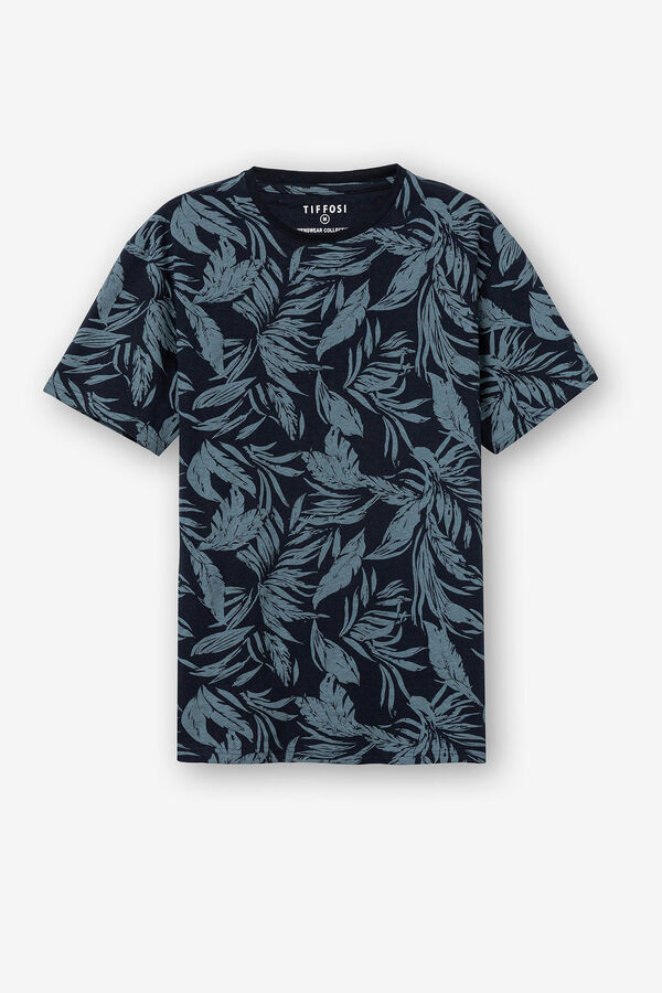 Tiffosi Camiseta Estampada Lino azul