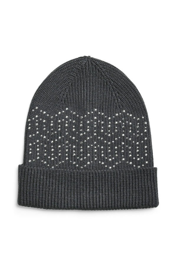 Pieces Gorro beanie de punto con strass azul