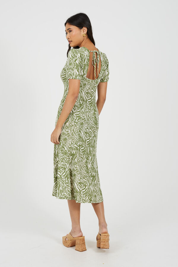 Brave Soul Vestido estampado de manga curta verde