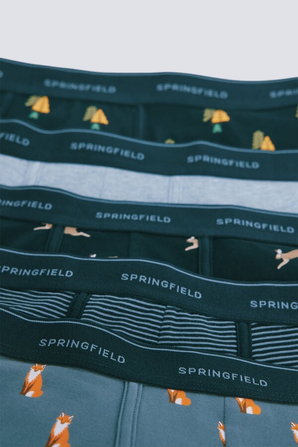 Springfield Pack 5 boxers algod&oacute;n estampados gris