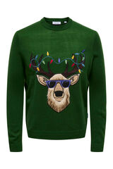 Only & Sons Su&eacute;ter de malha masculino de regular fit  verde