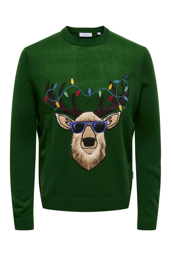 Only & Sons Su&eacute;ter de malha masculino de regular fit  verde