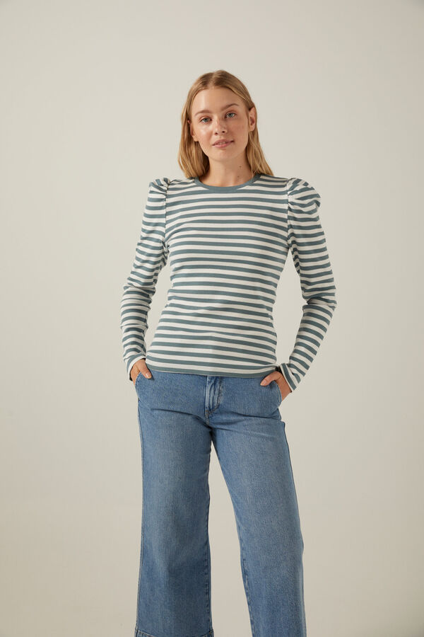 Pieces Top manga abullonada gris