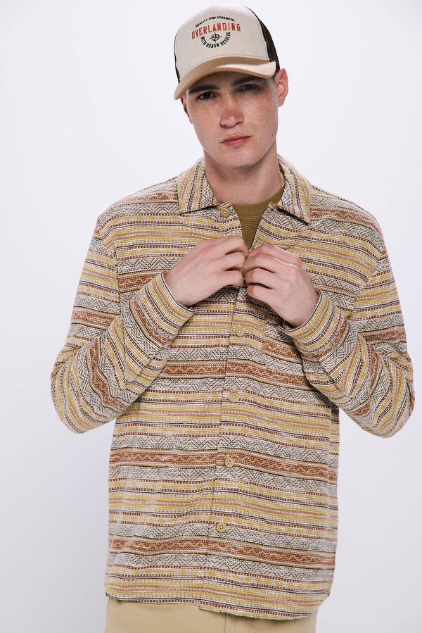 Springfield Camisa &eacute;tnica jacquard cru