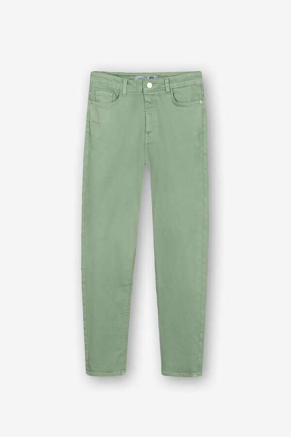 Springfield Jeans Mom Slim Fit Tiro Alto verde