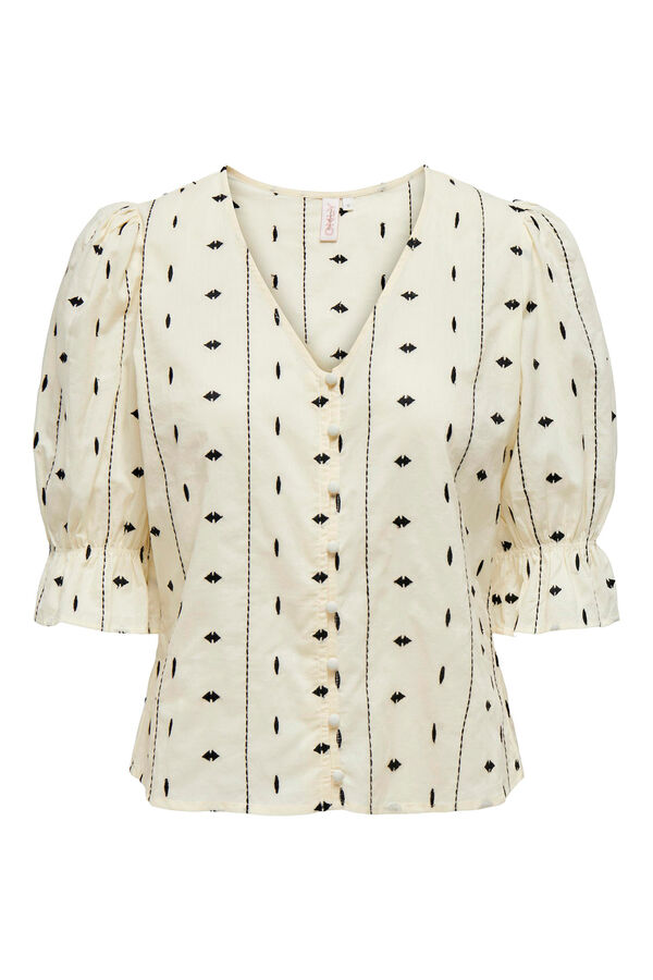 Only Blusa escote V bordado ingl&eacute;s gris