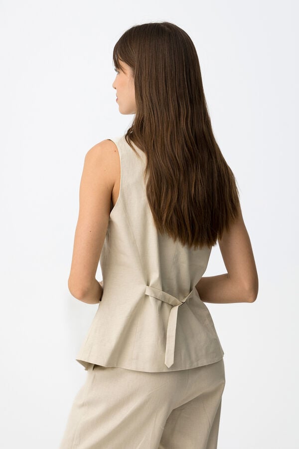 Tiffosi Top slim sin mangas beige