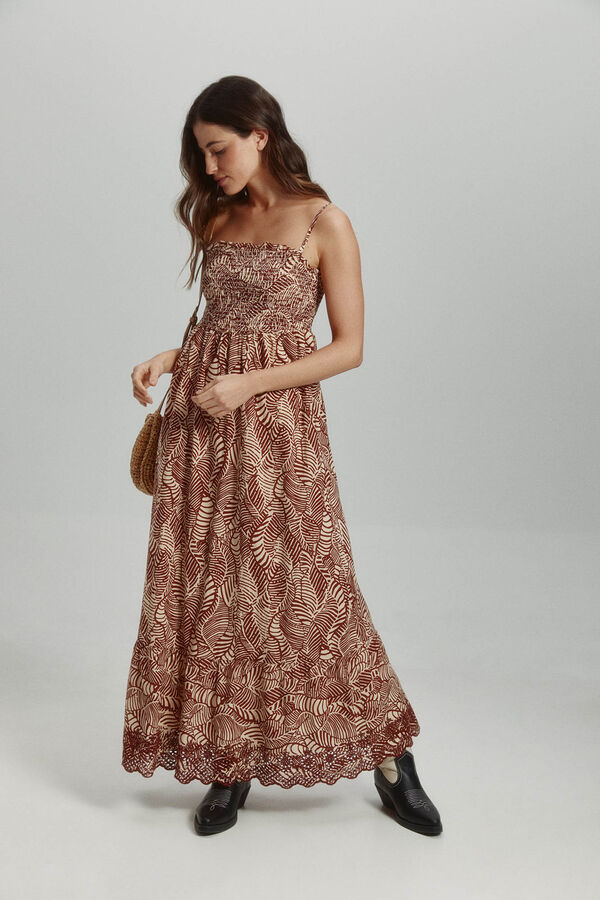 Only Vestido largo regular fit tostado