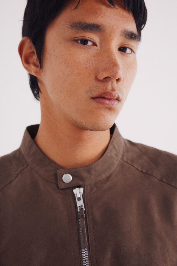 Springfield Jaqueta efeito camur&ccedil;a microperfurada cru