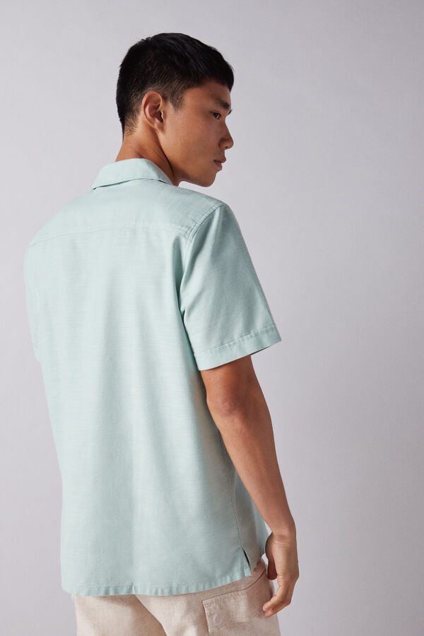 Springfield Camisa manga curta r&uacute;stica verde