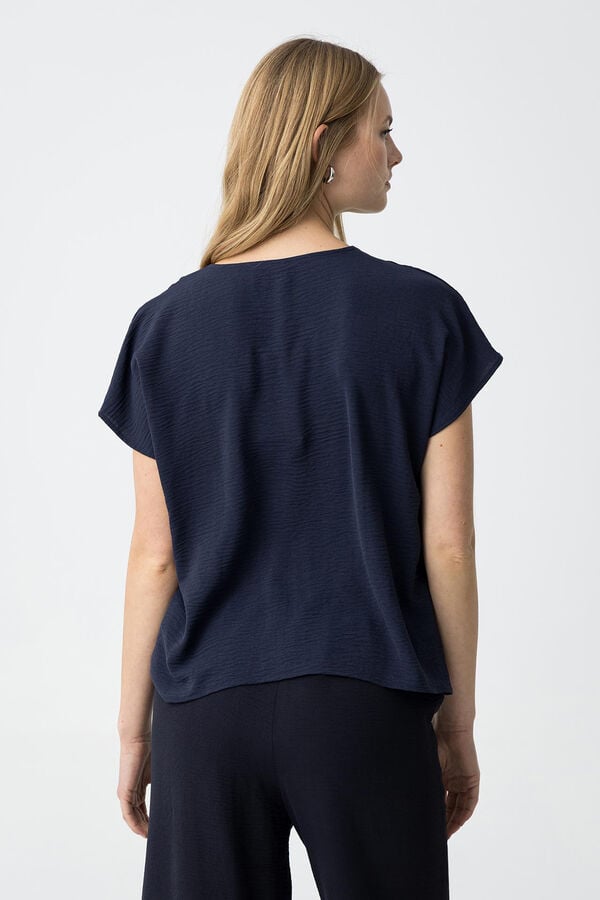 Tiffosi Blusa acetinada  azul
