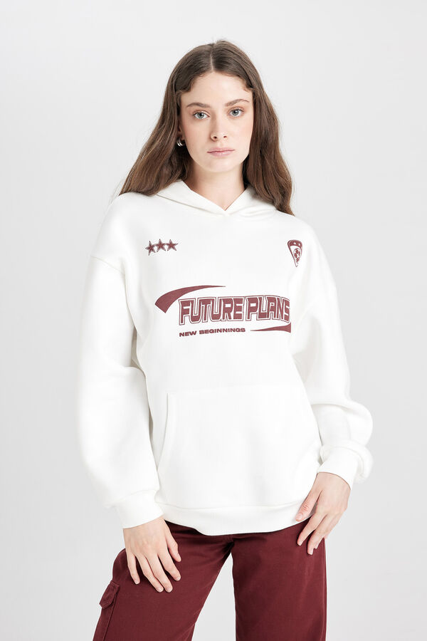 DeFacto Sweatshirt com capuz branco