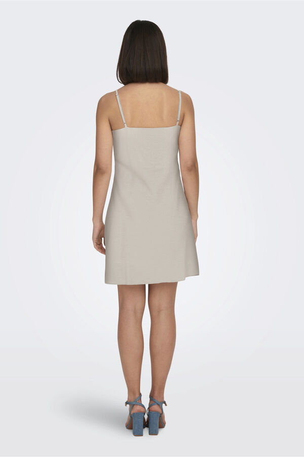 Only Vestido de tirantes con lino gris