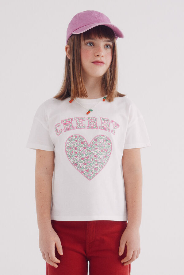 Springfield Kids T-shirt cereja de menina branco