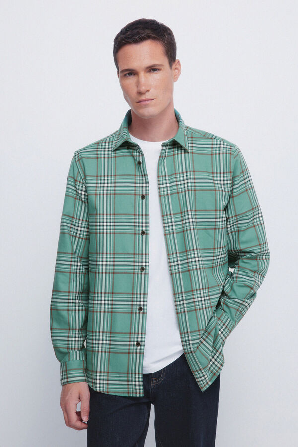 Springfield Camisa cuadros verde