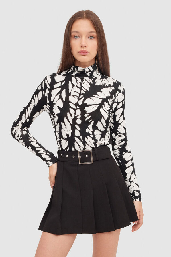 Inside Falda Mini Tablas Con Cintur&oacute;n negro