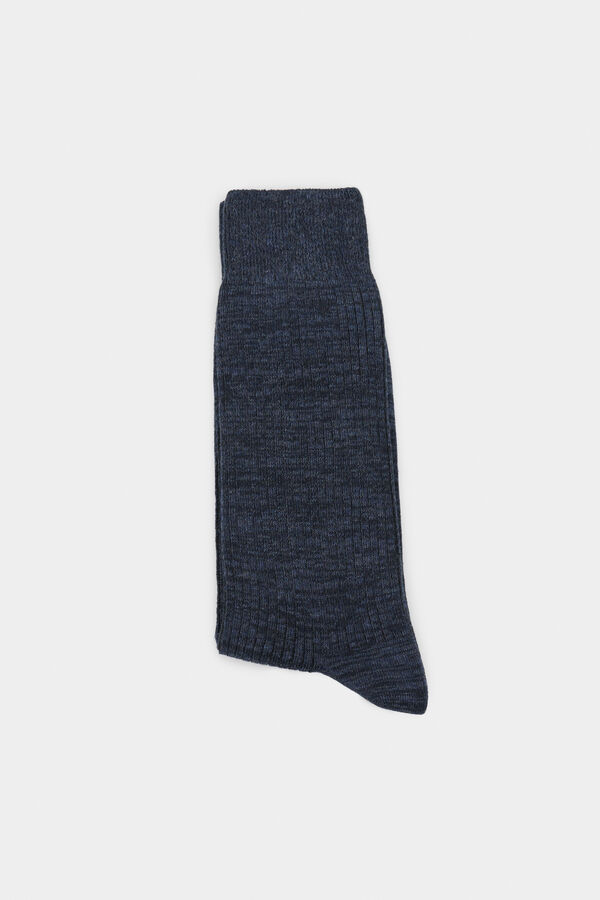 Springfield Meia de algod&atilde;o texturizada bicolor azul