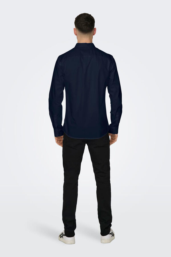 Only & Sons Camisa oxford de manga larga de hombre azul