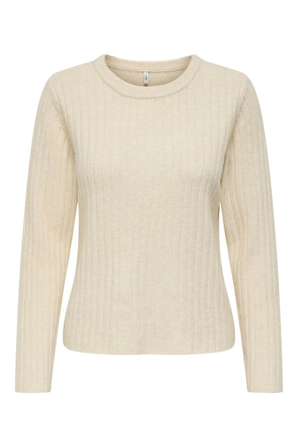 Only Jersey acanalado cuello redondo gris